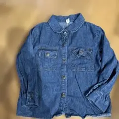 デニムボタン付き長袖シャツ 100cm