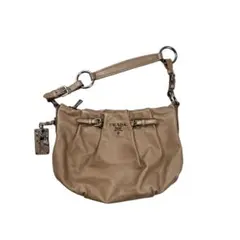 PRADA leather one shoulder bag beige