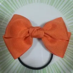 【オーダー作成】ハンドメイド☆オレンジ☆ダブルリボン ヘアゴム