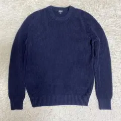 美品✨ UNIQLO ワッフルクルーネックセーター ネイビー L ニット