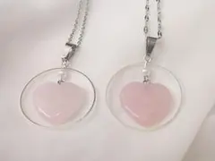 ローズクォーツ(愛の石)ハート型ネックレス ペンダント