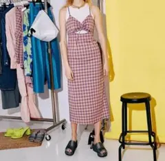 MAISON SPECIAL チェックキャミワンピース38 ピンク