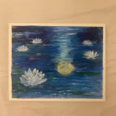 アクリル画　蓮の花　ハンドメイド