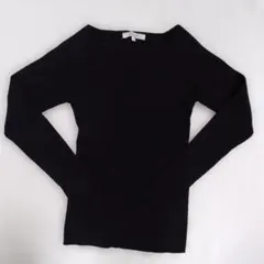 COTORICA黒 リブ編み 長袖カットソーセーター