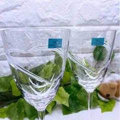 未使用品　HOYAクリスタル　可愛いハートデザインワイングラス ペアセットC