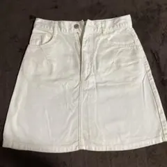 ひざ丈デニムスカート白