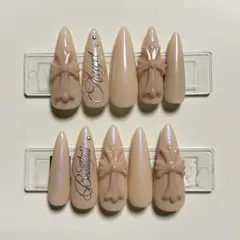 ネイルチップ ベージュ クロム クロス Y2K オーロラ シズニルック ギャル