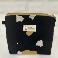 ハンドメイド ポーチ 北欧風 モノトーン ドット柄 化粧ポーチ