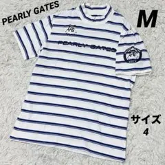 パーリーゲイツ　半袖カットソー　モックネック　Tシャツ　ボーダー　サイズ4 M