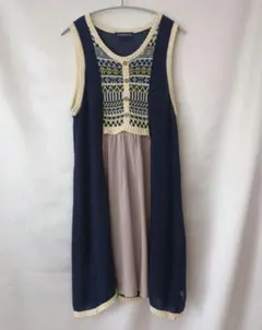 【美品 】drug store's ノースリーブ ワンピース ニット 麻 綿