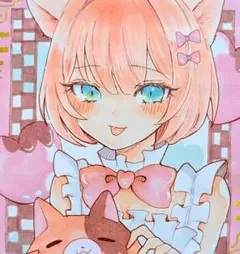 ふ*じ様 オリジナル手描きイラスト 猫耳 女の子