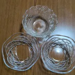 【お値下げ】美品　ガラス小鉢　2種 合計3個セット かき氷などに　レトロ　涼しげ