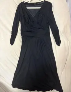 MATERIA MILANO ブラック ひざ丈ワンピース 38