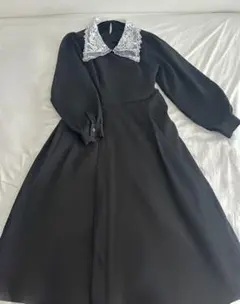 archives ブラック レース 刺繍 襟 ロングワンピース