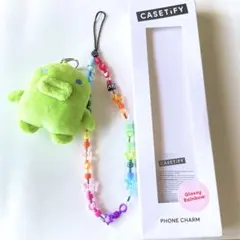 CASETiFY ビーズフォンストラップ マルチカラー レインボー たまごっち付