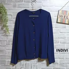 インディヴィ カーディガン 美品 ストレッチ 大人可愛い 着回し抜群 上品 M