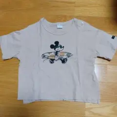 ベビー　95　ミッキー　Tシャツ　半袖　ベージュ　サーフ　サーフボード　フタフタのサムネイル