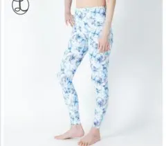 Leggings Lab. デザインレギンス　L　ブルー　ヨガパンツ