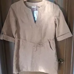 ブラウン 七分袖 Vネック チュニック