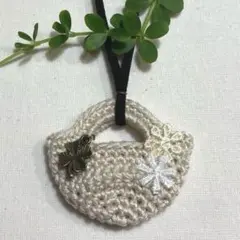 *handmade* ミニチュアバッグのネックレス　クローバーのチャーム付き