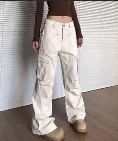 ホワイト カーゴパンツ ワークパンツ