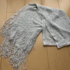 シルバー レース編み ストール フリンジ付き