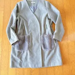 【訳あり】chico グレーコート ファーポケット オーバーサイズ