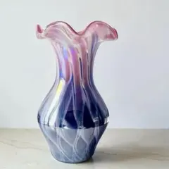 70s ヴィンテージ ガラス花瓶｜オーロラカラー 大型