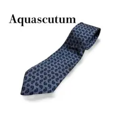 Aquascutum ネクタイ ブルー系 ペイズリー柄 シルク 英国製