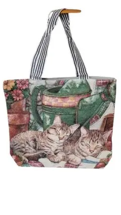 かわいい子猫柄 トートバッグ 大容量 ショルダー ねこ柄 ファスナー付き