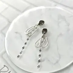 １１８０　再販ラスト　メタル＆マットシルバーフープ　樹脂ピアス　イヤリング変更可