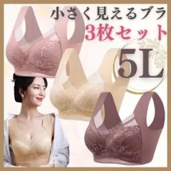 胸を小さく見せるブラ シームレス ノンワイヤー 5L 美胸 レース 大人気 06