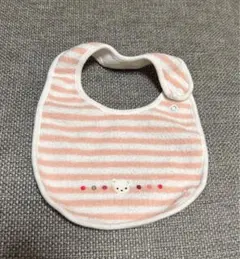 familiar スタイ・よだれかけ ピンクと白のボーダー