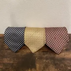 ビジネスネクタイ3本セット 格子柄 シルク系