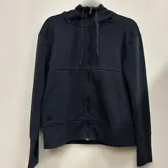 adidas アディダス 長袖 フルジッパー 長袖シャツ 黒 ロゴ入り S〜M