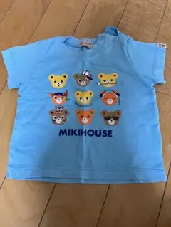 MIKIHOUSE クマ イラスト 水色Tシャツ