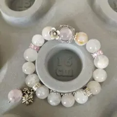 天然石フラワーモチーフブレスレット 内径16 cm