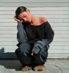 dich henderson OFF SHOULDER SWEAT BLACK