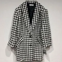 アミーゴ 千鳥格子 チェスターコート ノッチドラペル 長袖 L 黒 白