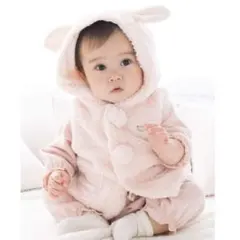 BEBE べべ　モコモコ クマ　羊　フリース 耳付き ベスト (60~90cm)