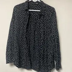 UNIQLO ドット柄 長袖シャツ ブラック XLのサムネイル