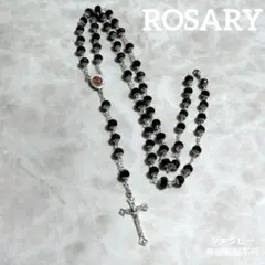 即日発送☆ロザリオ クロス ネックレス☆シルバー☆カットダイヤ☆ロング