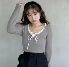 【美品】スナイデル フリルドッキングニットプルオーバー