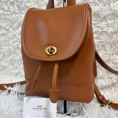 ✨美品✨コーチ ミニリュック ターンロック オールレザー シボ革 キャメル 茶