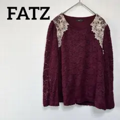 FATZ レース長袖トップス シースルー 花柄 フォーマル レッド 赤