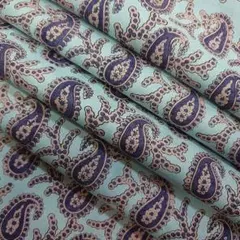 綿100％ ペイズリー柄 プリント 143cm×2.3m ブルー系