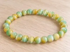 幸運 イエローオパール 6mm 天然石ブレスレット 癒し グリーン