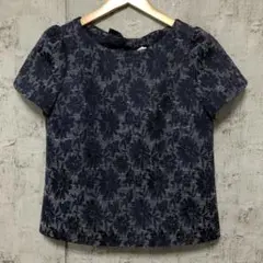 【soareak】ソアリーク 花柄ジャガード バックリボン 半袖ブラウス M
