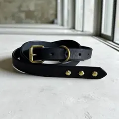 オーダー品　スタッズナローロングベルト　オールブラック　S字　ミッスーリ オーダー品 スタッズナローロングベルト オールブラック S字