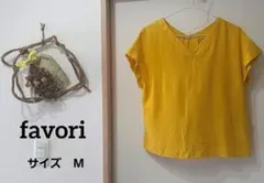 【favori】イエロー Vネック フレンチスリーブトップス　リネン55％のサムネイル